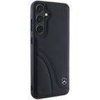 Mercedes Leather Curved Stitches dėklas, skirtas Samsung Galaxy S24+ - juodas