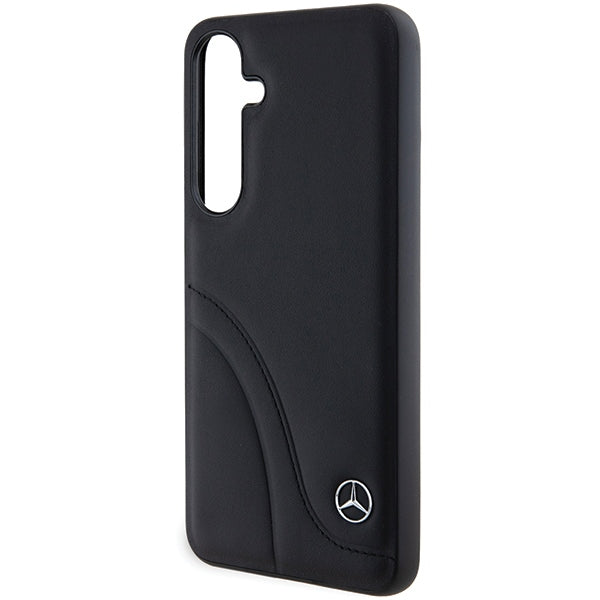 Mercedes Leather Curved Stitches dėklas, skirtas Samsung Galaxy S24+ - juodas