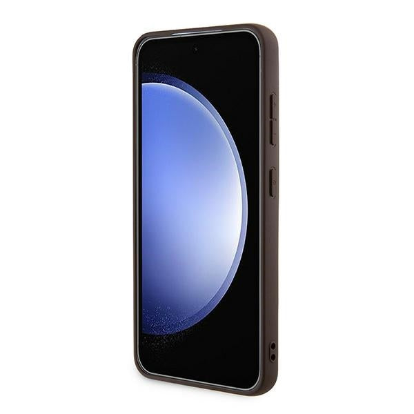 Guess 4G Metal Gold Logo dėklas Samsung Galaxy S24 – rudas
