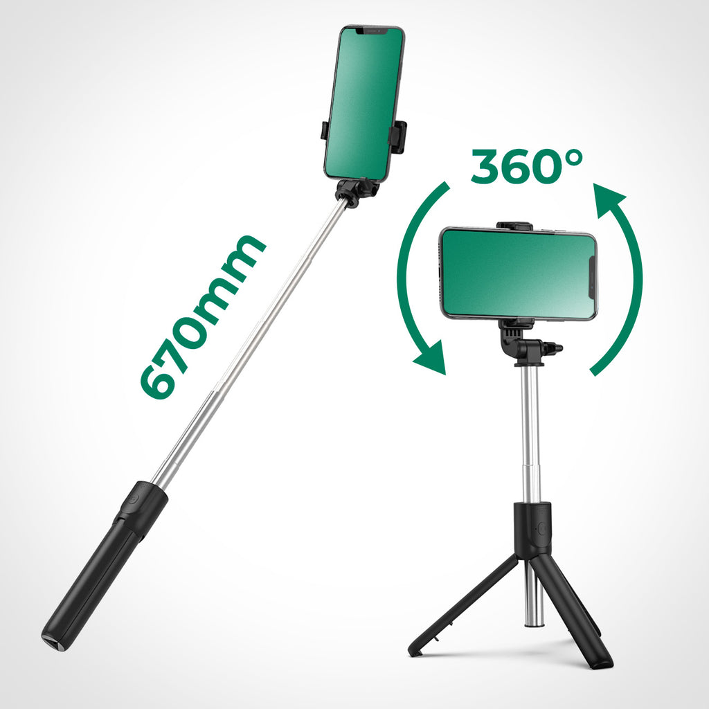 Asmenukių lazda WRY1S teleskopinis trikojis 0,7m telefonui - juoda -- Selfie Sticks & Tripods