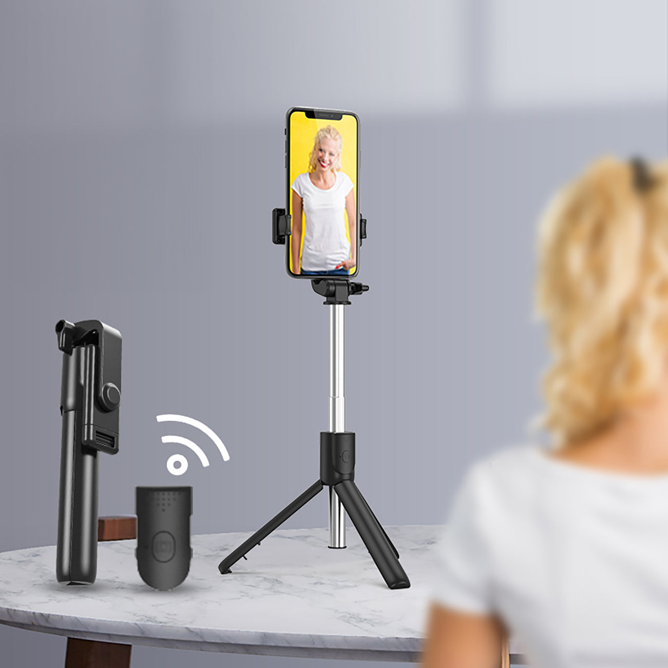 Asmenukių lazda WRY1S teleskopinis trikojis 0,7m telefonui - juoda -- Selfie Sticks & Tripods