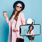 Asmenukių lazda WR1YXS teleskopinis trikojis 0,71m su apvalia lempa - juoda -- Selfie Sticks & Tripods