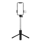Asmenukių lazda WR1YXS teleskopinis trikojis 0,71m su apvalia lempa - juoda -- Selfie Sticks & Tripods