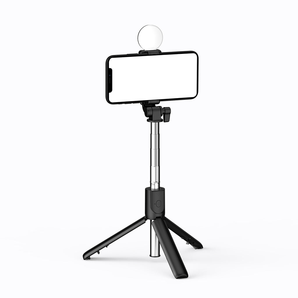 Asmenukių lazda WR1YXS teleskopinis trikojis 0,71m su apvalia lempa - juoda -- Selfie Sticks & Tripods