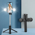 Asmenukių lazda WR1YXS teleskopinis trikojis 0,71m su apvalia lempa - juoda -- Selfie Sticks & Tripods