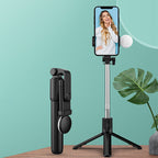 Asmenukių lazda WR1YXS teleskopinis trikojis 0,71m su apvalia lempa - juoda -- Selfie Sticks & Tripods