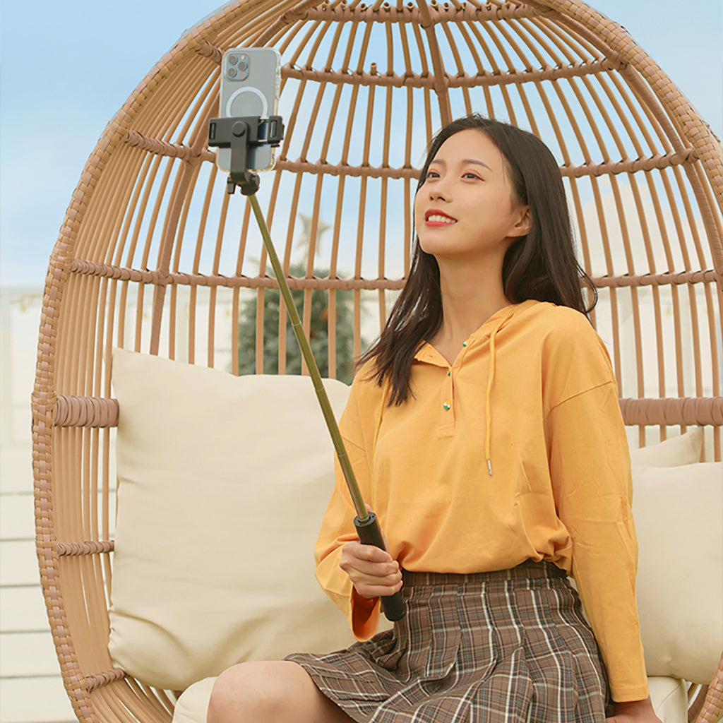 Selfie lazdelė WHS1Y teleskopinis trikojis 1 m su telefono laikikiu – juoda -- Selfie Sticks & Tripods