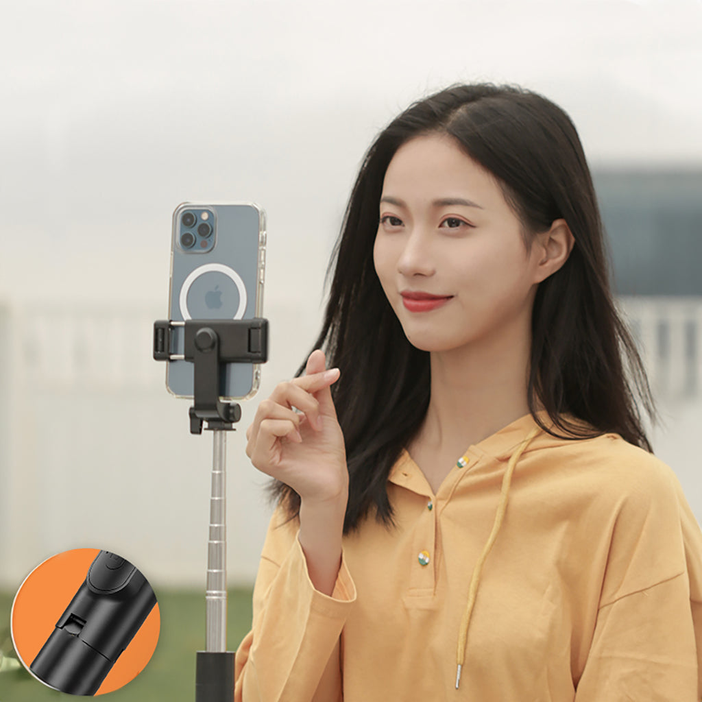 Selfie lazdelė WHS1Y teleskopinis trikojis 1 m su telefono laikikiu – juoda -- Selfie Sticks & Tripods