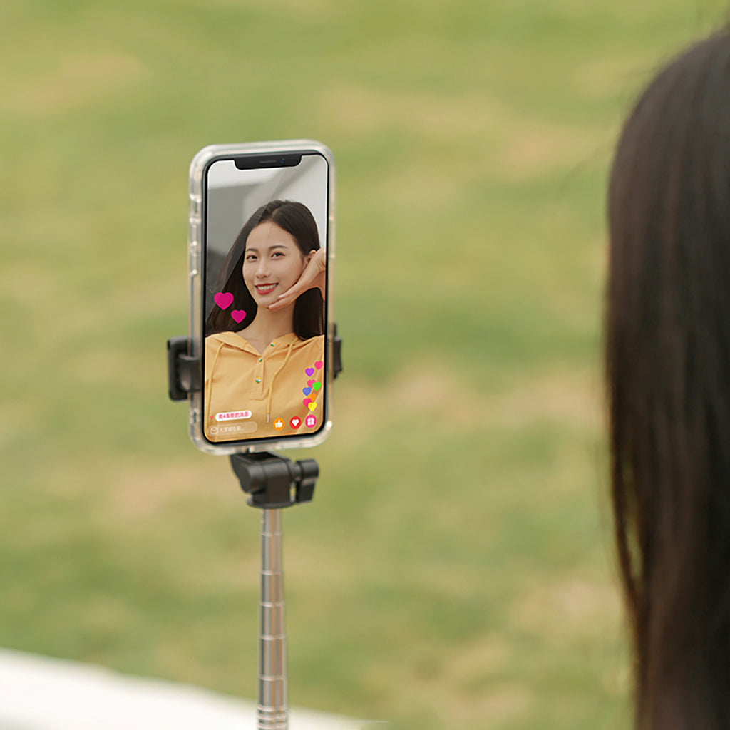 Selfie lazdelė WHS1Y teleskopinis trikojis 1 m su telefono laikikiu – juoda -- Selfie Sticks & Tripods