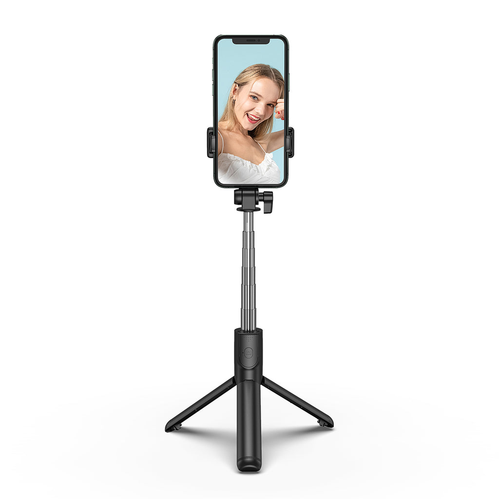 Selfie lazdelė WHS1Y teleskopinis trikojis 1 m su telefono laikikiu – juoda -- Selfie Sticks & Tripods