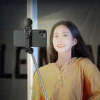 Selfie lazda WH1YXS – teleskopinis trikojis 1 m su apvalia lempa ir telefono laikikliu – juoda -- Selfie Sticks & Tripods
