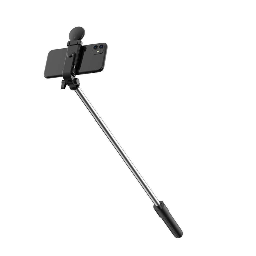 Selfie lazda WH1YXS – teleskopinis trikojis 1 m su apvalia lempa ir telefono laikikliu – juoda -- Selfie Sticks & Tripods