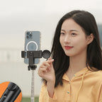 Selfie lazda WH1YXS – teleskopinis trikojis 1 m su apvalia lempa ir telefono laikikliu – juoda -- Selfie Sticks & Tripods