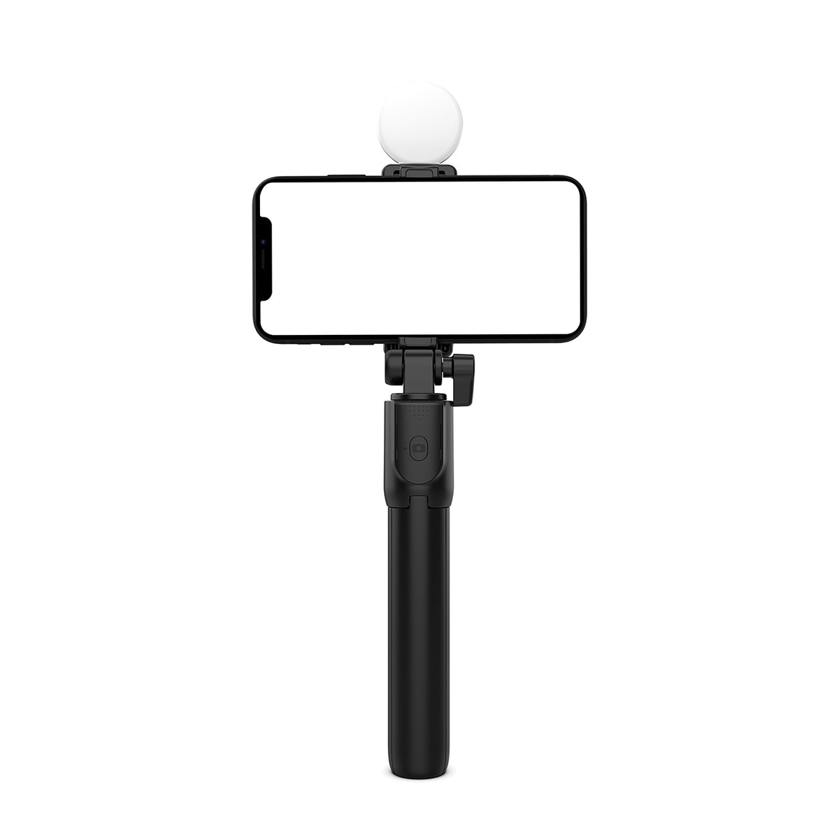 Selfie lazda WH1YXS – teleskopinis trikojis 1 m su apvalia lempa ir telefono laikikliu – juoda -- Selfie Sticks & Tripods