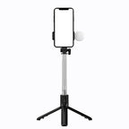 Selfie lazda WH1YXS – teleskopinis trikojis 1 m su apvalia lempa ir telefono laikikliu – juoda -- Selfie Sticks & Tripods