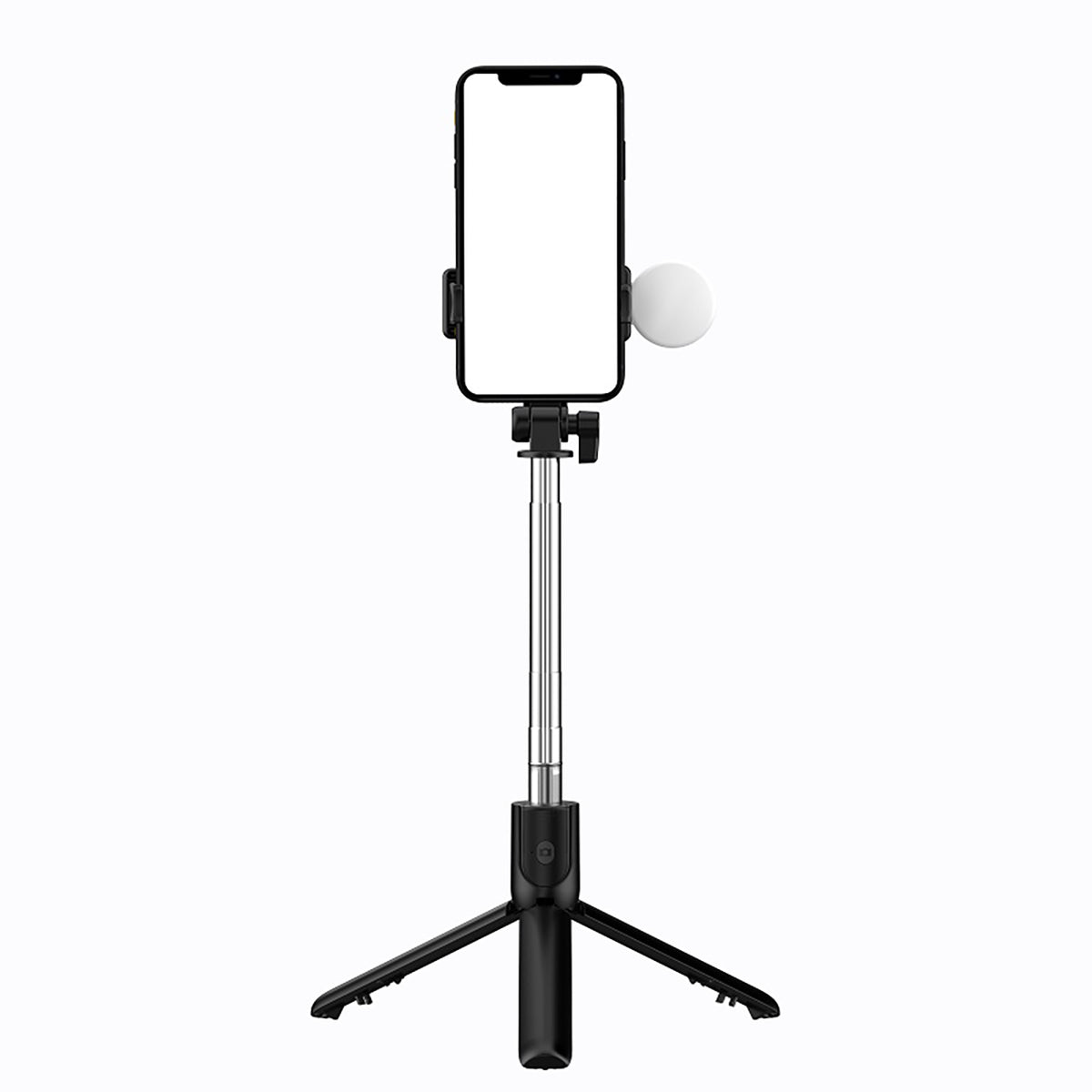 Selfie lazda WH1YXS – teleskopinis trikojis 1 m su apvalia lempa ir telefono laikikliu – juoda -- Selfie Sticks & Tripods