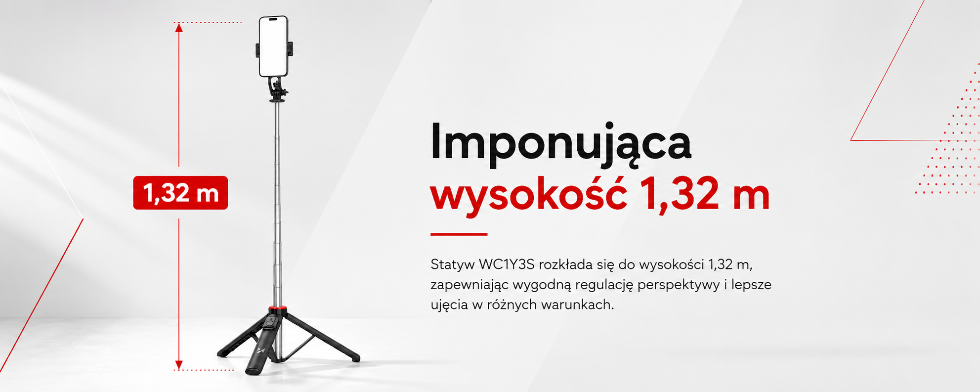Wozinsky Selfie stick WC1Y3S teleskopinis trikojis 1,3 m su telefono laikiklio - juoda -- Selfie Sticks & Tripods