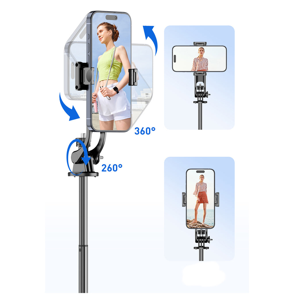 Selfie lazdelė WC1Y2S 1,3 m aliuminio lydinio teleskopinis trikojis su telefono laikikiu – juoda -- Selfie Sticks & Tripods