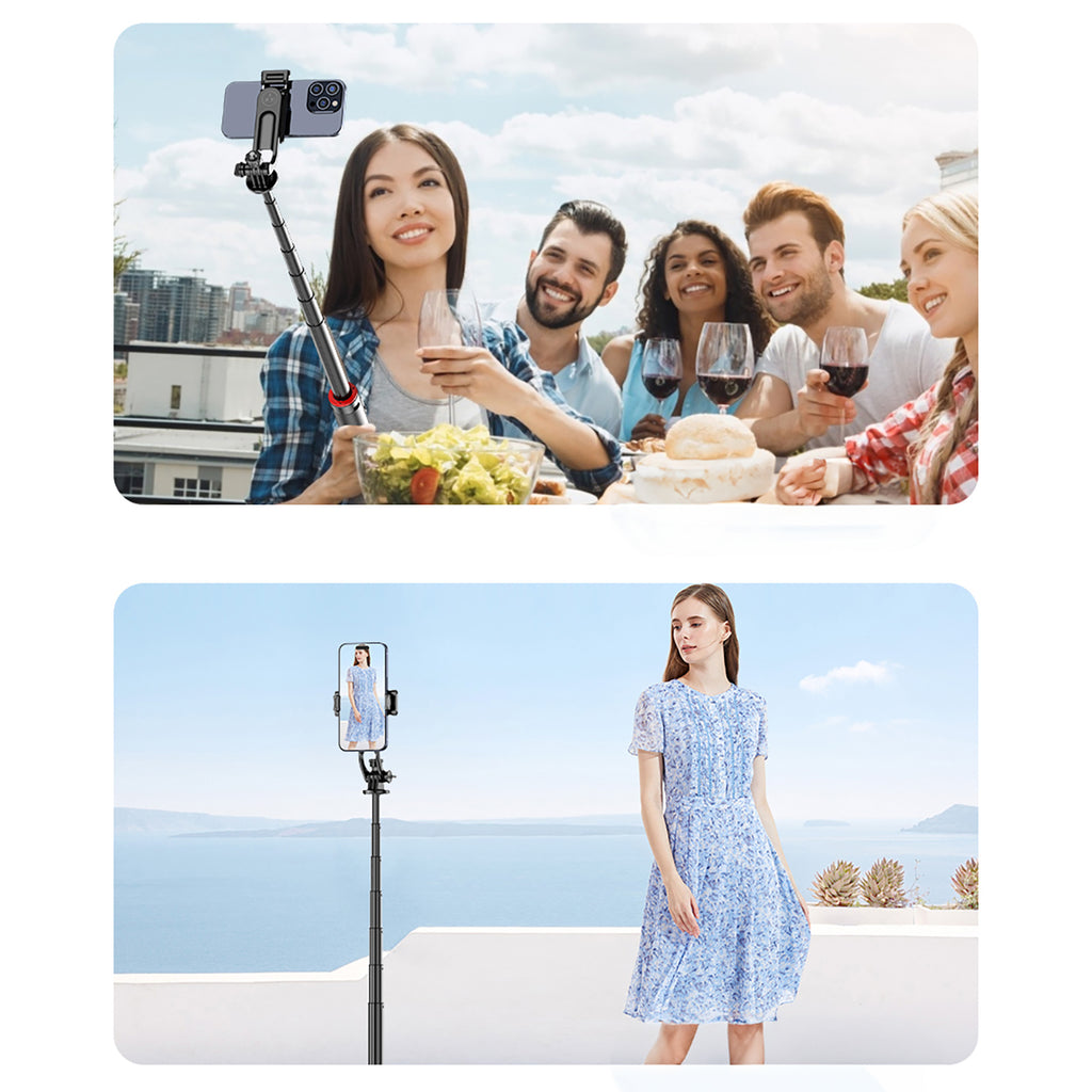 Selfie lazdelė WC1Y2S 1,3 m aliuminio lydinio teleskopinis trikojis su telefono laikikiu – juoda -- Selfie Sticks & Tripods