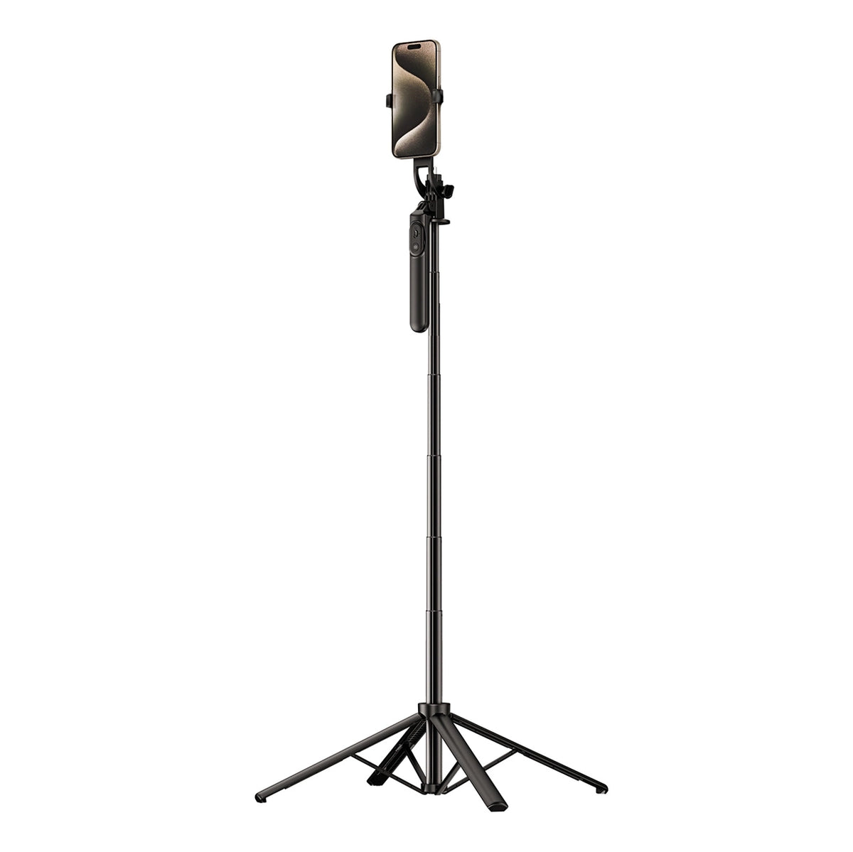 Selfie stick WH181-Y1S 1,75 m aliuminio lydinys teleskopinis trikojis su telefono laikiklio - juoda -- Selfie Sticks &...