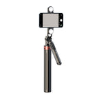 Selfie stick WH181D-Y1S 1,75 m aliuminio lydinys teleskopinis trikojis su dviguba lempa ir telefono laikiklio - juoda --...