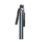 Selfie stick WH181D-Y1S 1,75 m aliuminio lydinys teleskopinis trikojis su dviguba lempa ir telefono laikiklio - juoda --...
