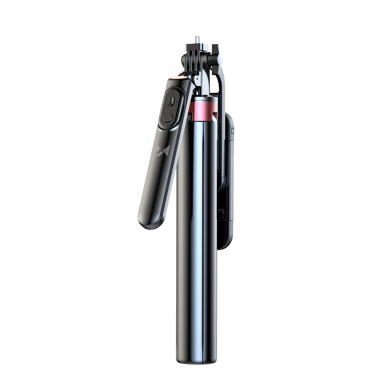 Selfie stick WH181D-Y1S 1,75 m aliuminio lydinys teleskopinis trikojis su dviguba lempa ir telefono laikiklio - juoda --...