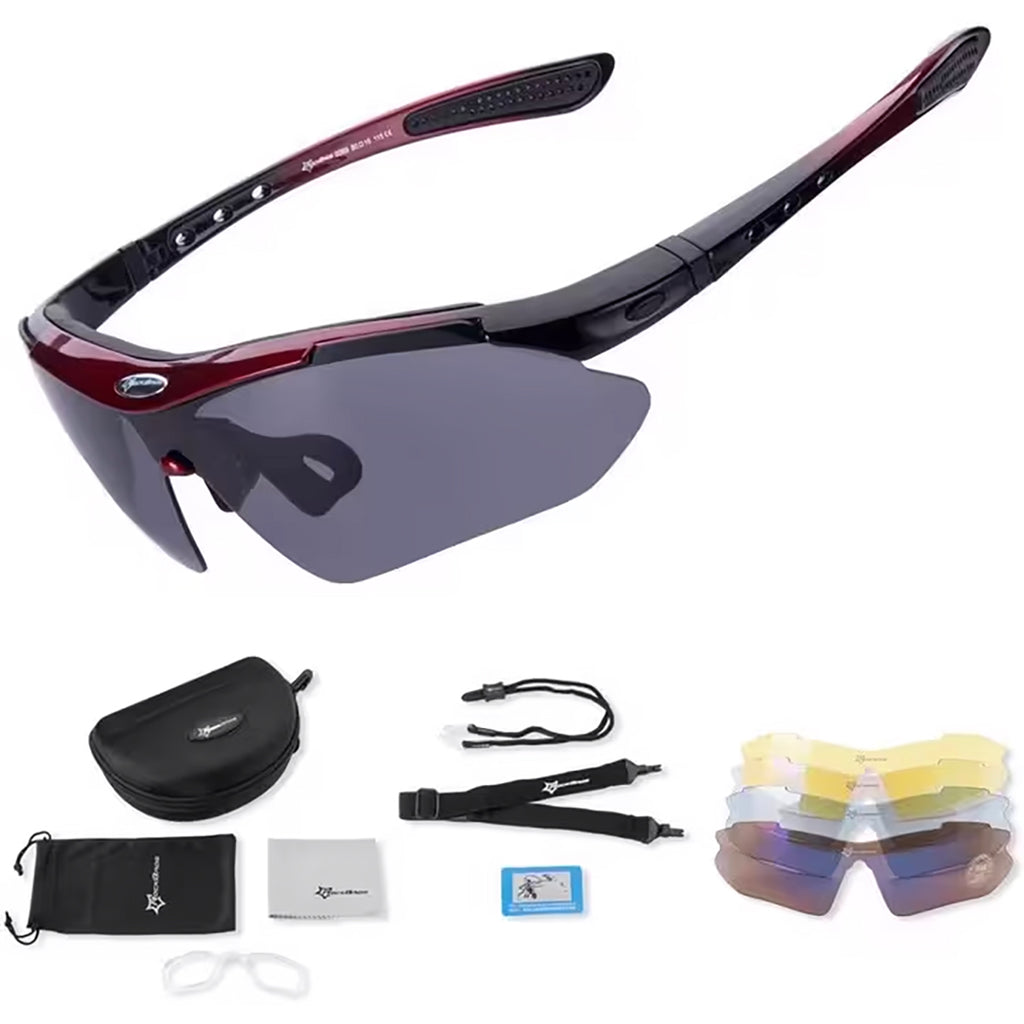 Rockbros 10001 poliarizuoti dviračio akiniai - juoda ir raudona -- Cycling Eyewear