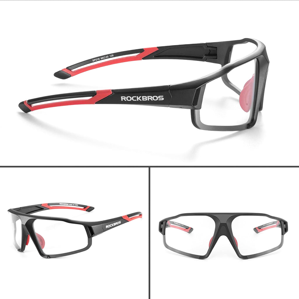 Rockbros SP216BK fotochrominis UV400 dviračio akiniai - juodi ir raudoni -- Cycling Eyewear