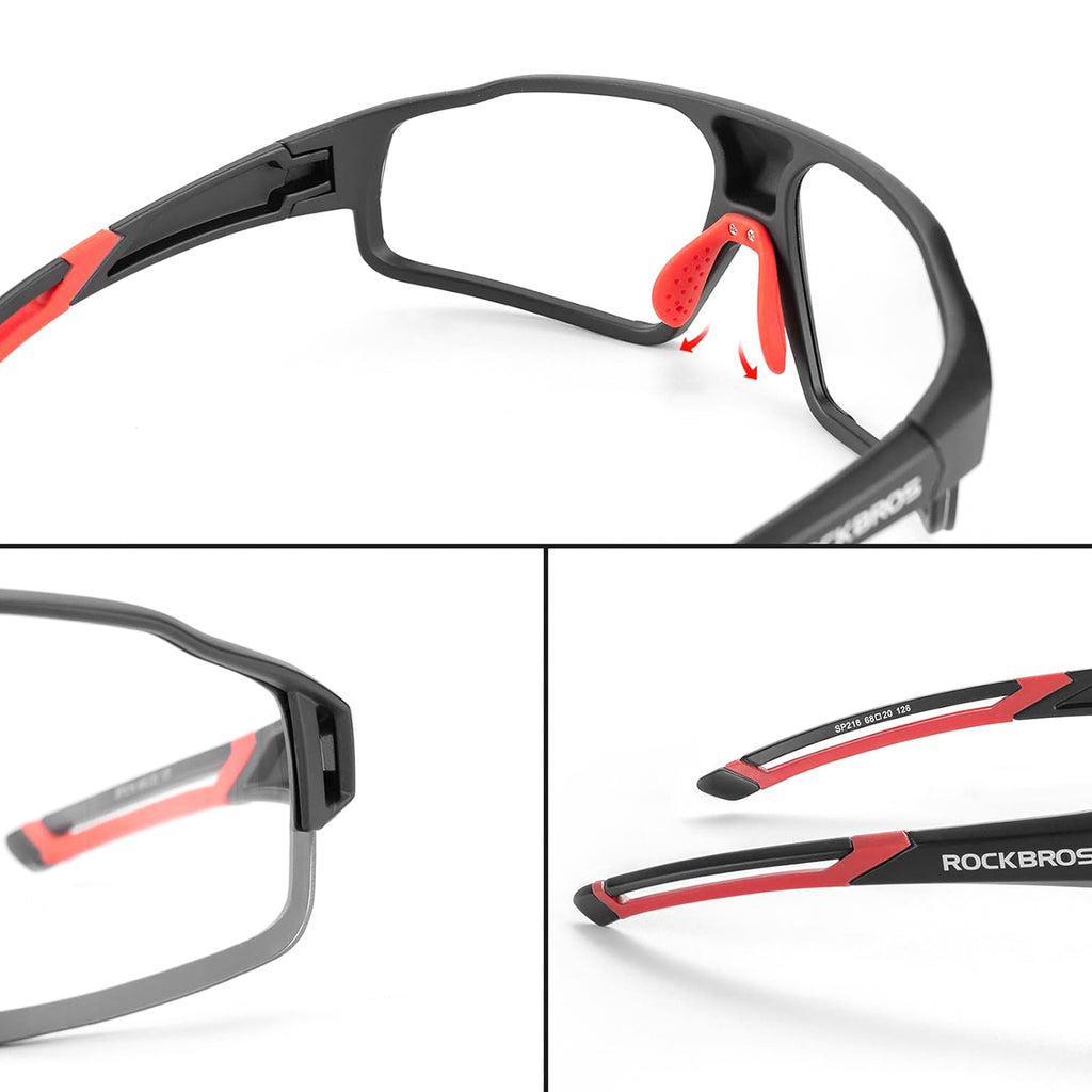 Rockbros SP216BK fotochrominis UV400 dviračio akiniai - juodi ir raudoni -- Cycling Eyewear
