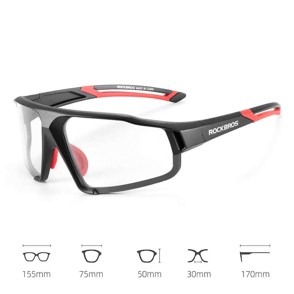 Rockbros SP216BK fotochrominis UV400 dviračio akiniai - juodi ir raudoni -- Cycling Eyewear