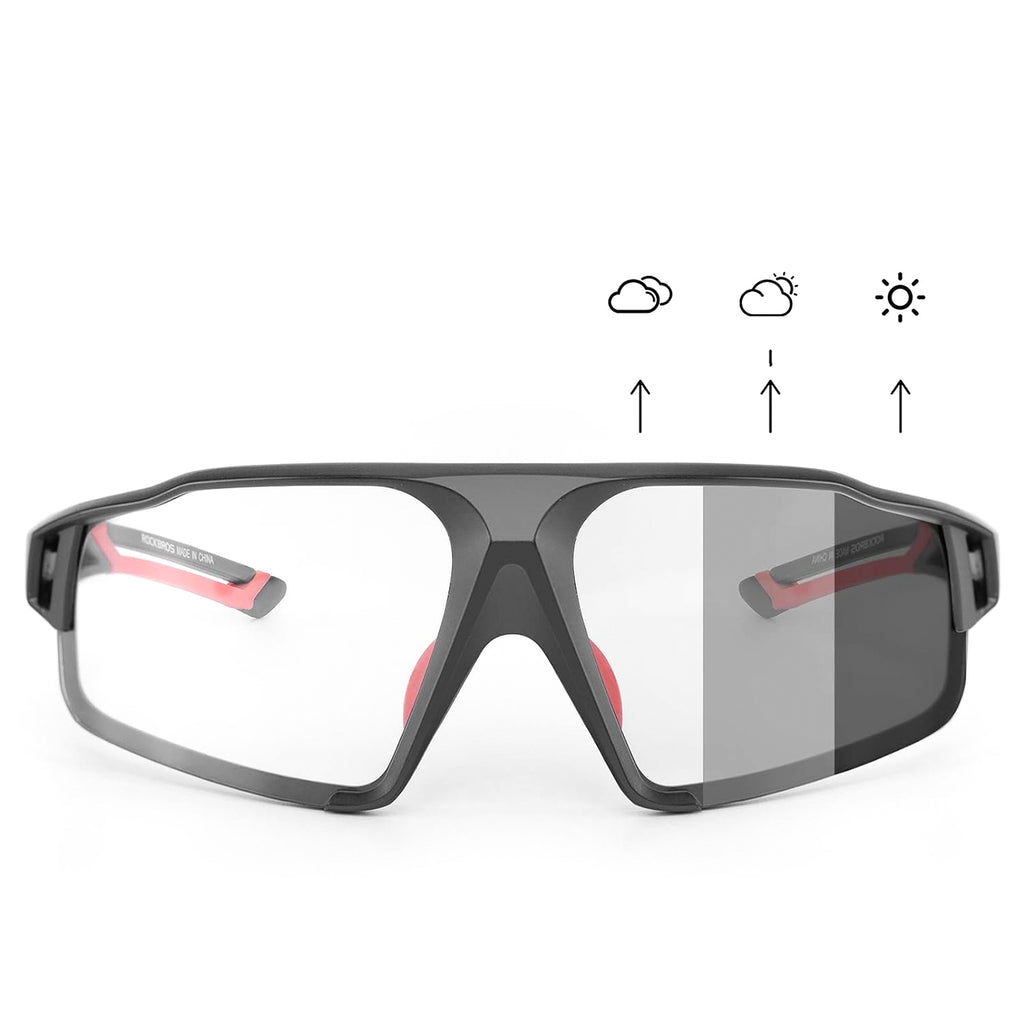 Rockbros SP216BK fotochrominis UV400 dviračio akiniai - juodi ir raudoni -- Cycling Eyewear