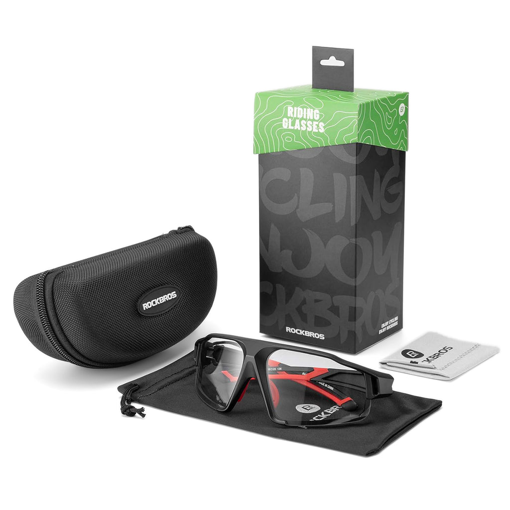 Rockbros SP216BK fotochrominis UV400 dviračio akiniai - juodi ir raudoni -- Cycling Eyewear