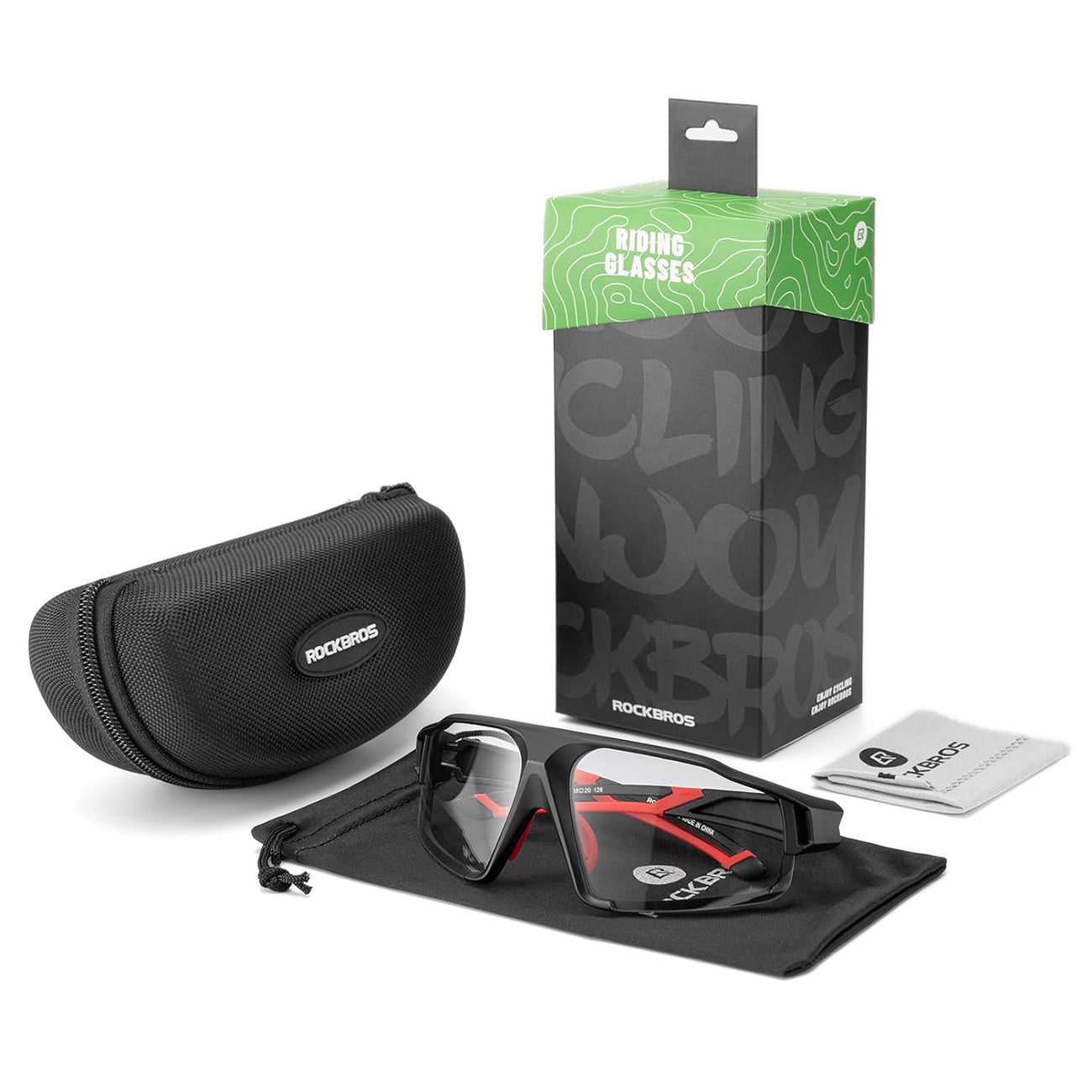 Rockbros SP216BK fotochrominis UV400 dviračio akiniai - juodi ir raudoni -- Cycling Eyewear