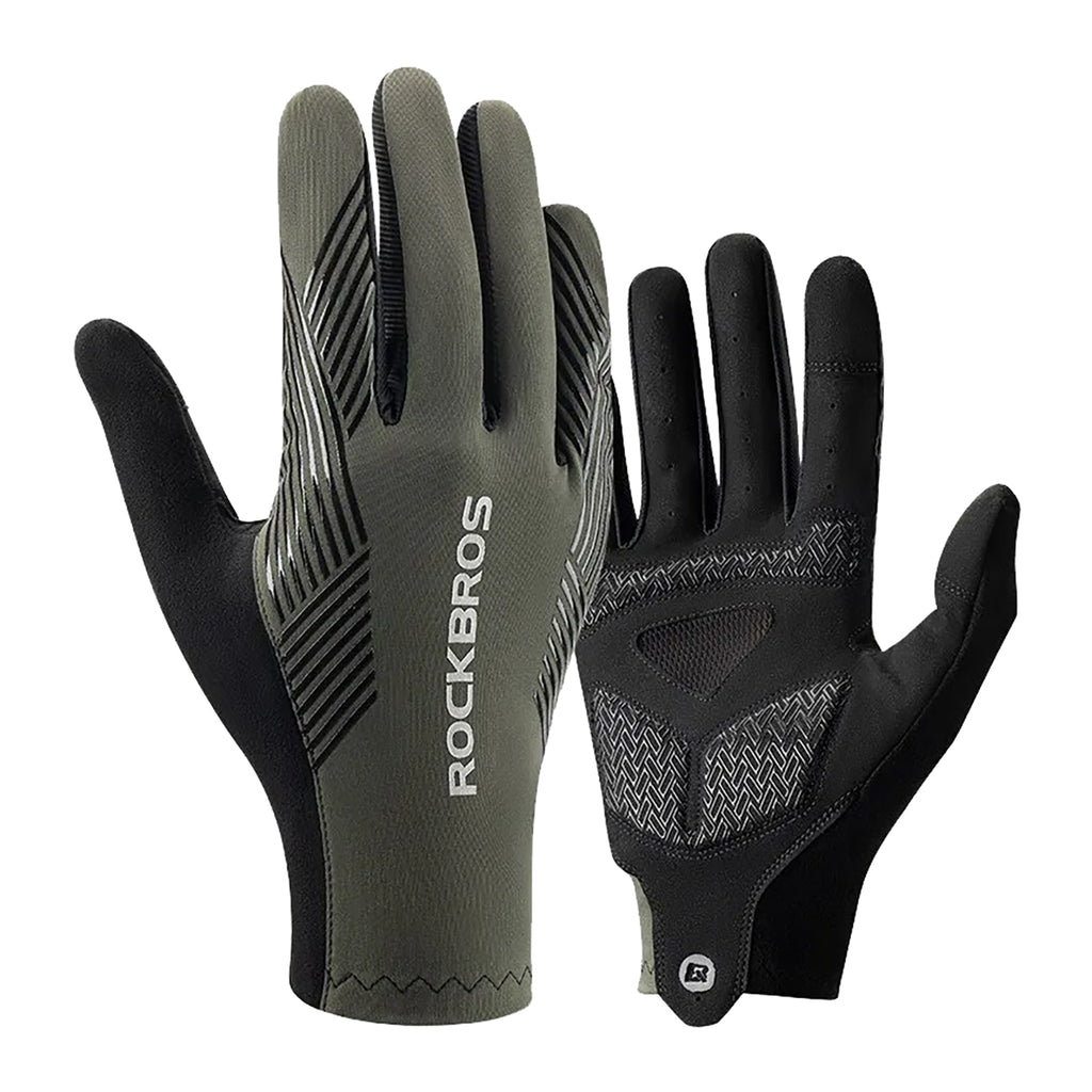 Rockbros 16110006003 smūgio sugeriančios dviratininkų pirštinės, dydis L - žalios ir juodos spalvos -- Bicycle Gloves