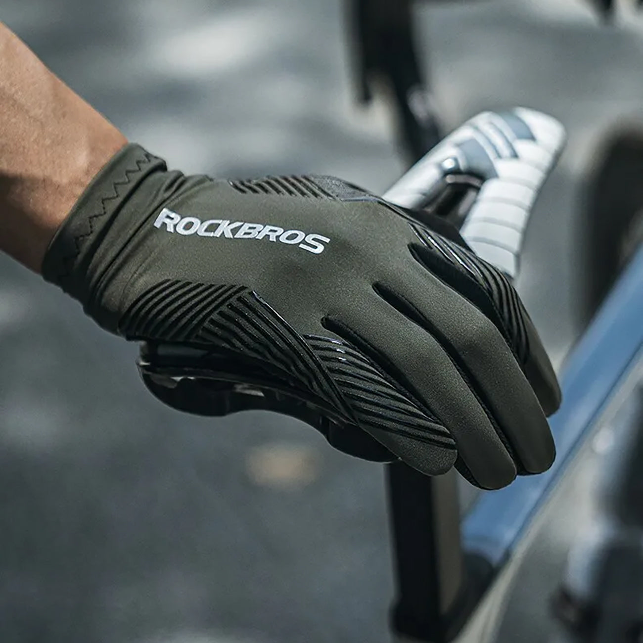 Rockbros 16110006003 smūgio sugeriančios dviratininkų pirštinės, dydis L - žalios ir juodos spalvos -- Bicycle Gloves