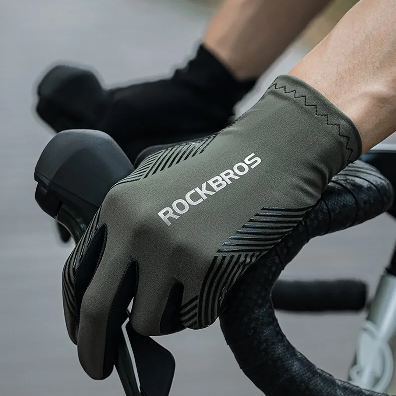 Rockbros 16110006003 smūgio sugeriančios dviratininkų pirštinės, dydis L - žalios ir juodos spalvos -- Bicycle Gloves