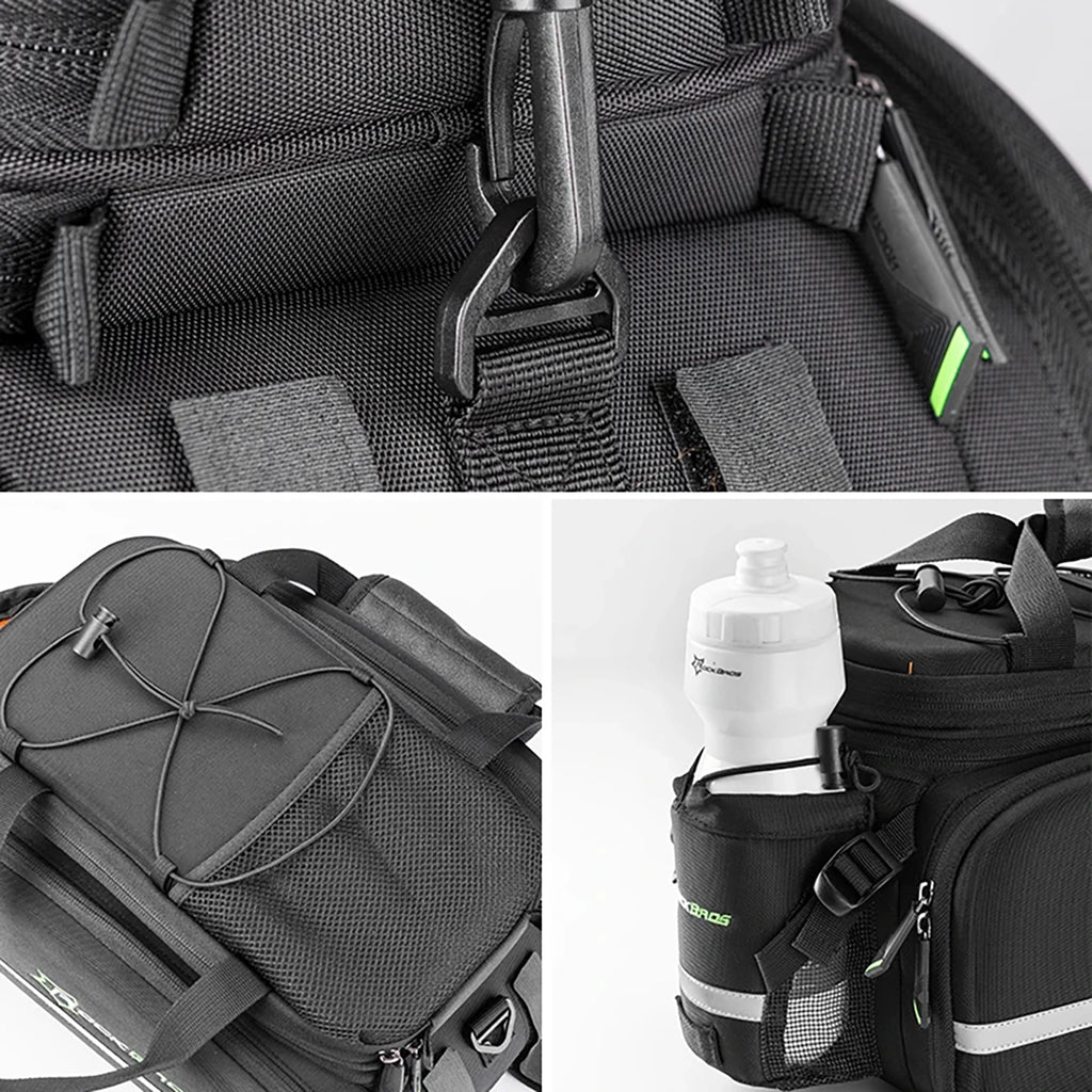 Rockbros A6-03BK dviračio bagažinės krepšys 35 l su išskleidžiamais kišeniais - juodas -- Bicycle Bags