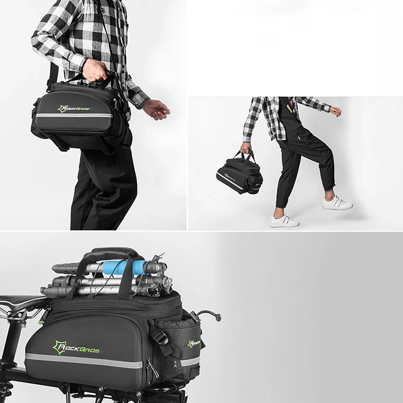 Rockbros A6-03BK dviračio bagažinės krepšys 35 l su išskleidžiamais kišeniais - juodas -- Bicycle Bags
