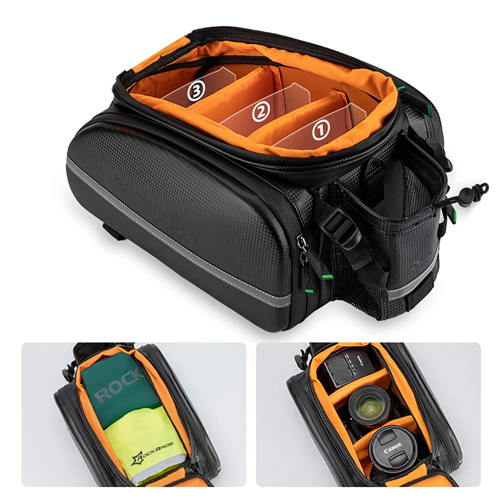 Rockbros A6-6 dviračio bagažinės krepšys, 35 l, su išskleidžiamais kišeniais - juodas -- Bicycle Bags