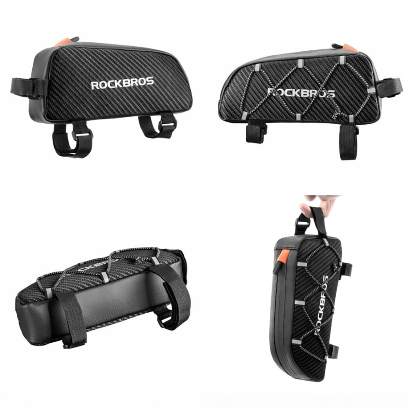 Rockbros 039BK 1L pinti dviračio rėmo krepšys - juodas -- Bicycle Bags