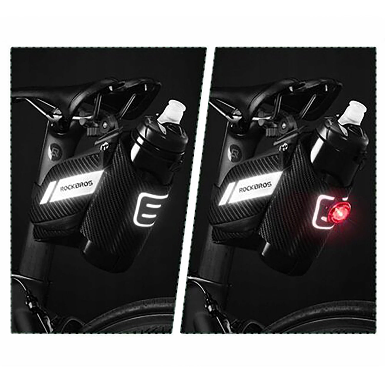 Rockbros C32BK sėdynės krepšys 1,5 l su vandens butelio kišene - juodas -- Bicycle Bags