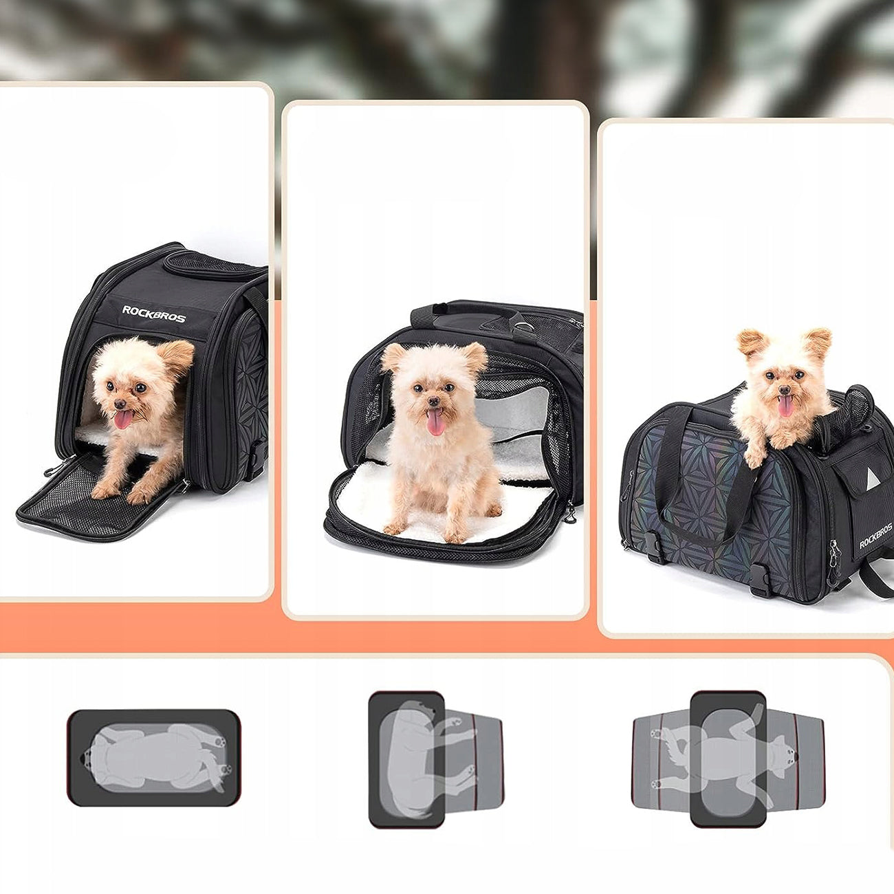 Rockbros 30140028001 transportavimo dviračio krepšys katėms ir šunims - juodas -- Bicycle Bags