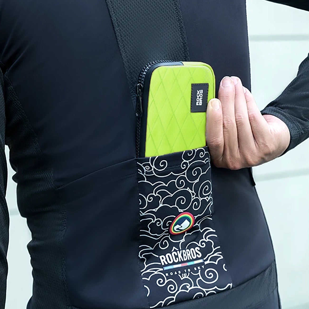 Rockbros dviračio krepšys 30990043005 telefonui, raktams, piniginei 0,15 l - šviesiai žalia -- Bicycle Bags