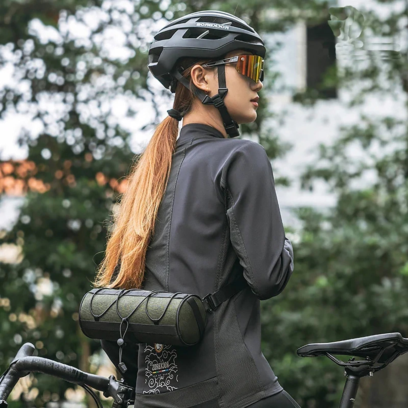 Rockbros 30110049001 dviračio vairo krepšys 2 l - žalias -- Bicycle Bags