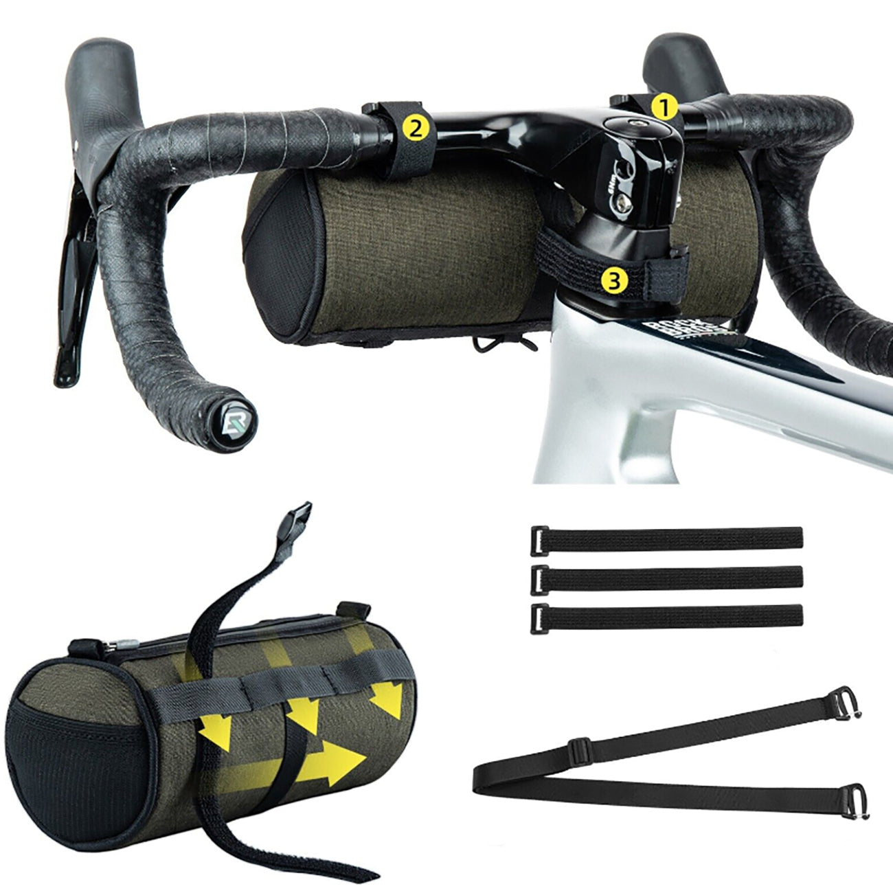 Rockbros 30110049001 dviračio vairo krepšys 2 l - žalias -- Bicycle Bags