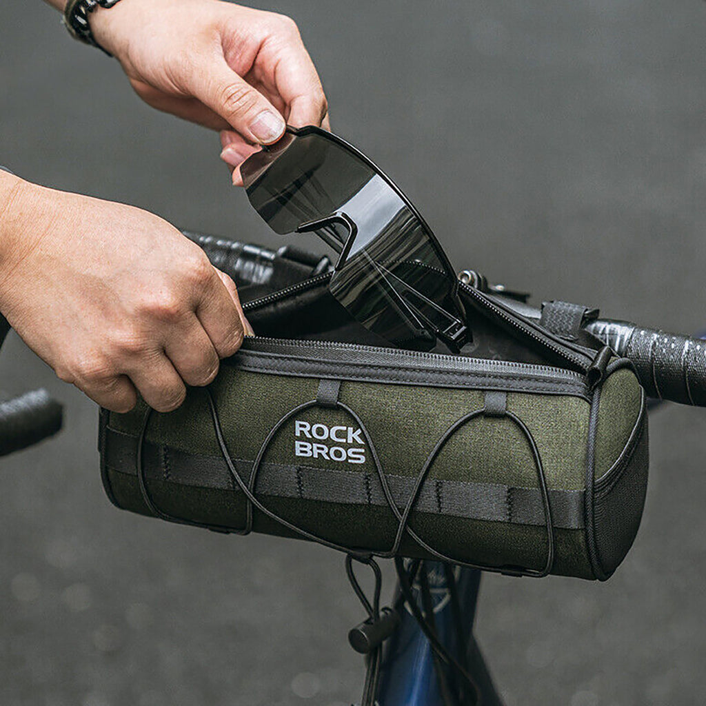 Rockbros 30110049001 dviračio vairo krepšys 2 l - žalias -- Bicycle Bags