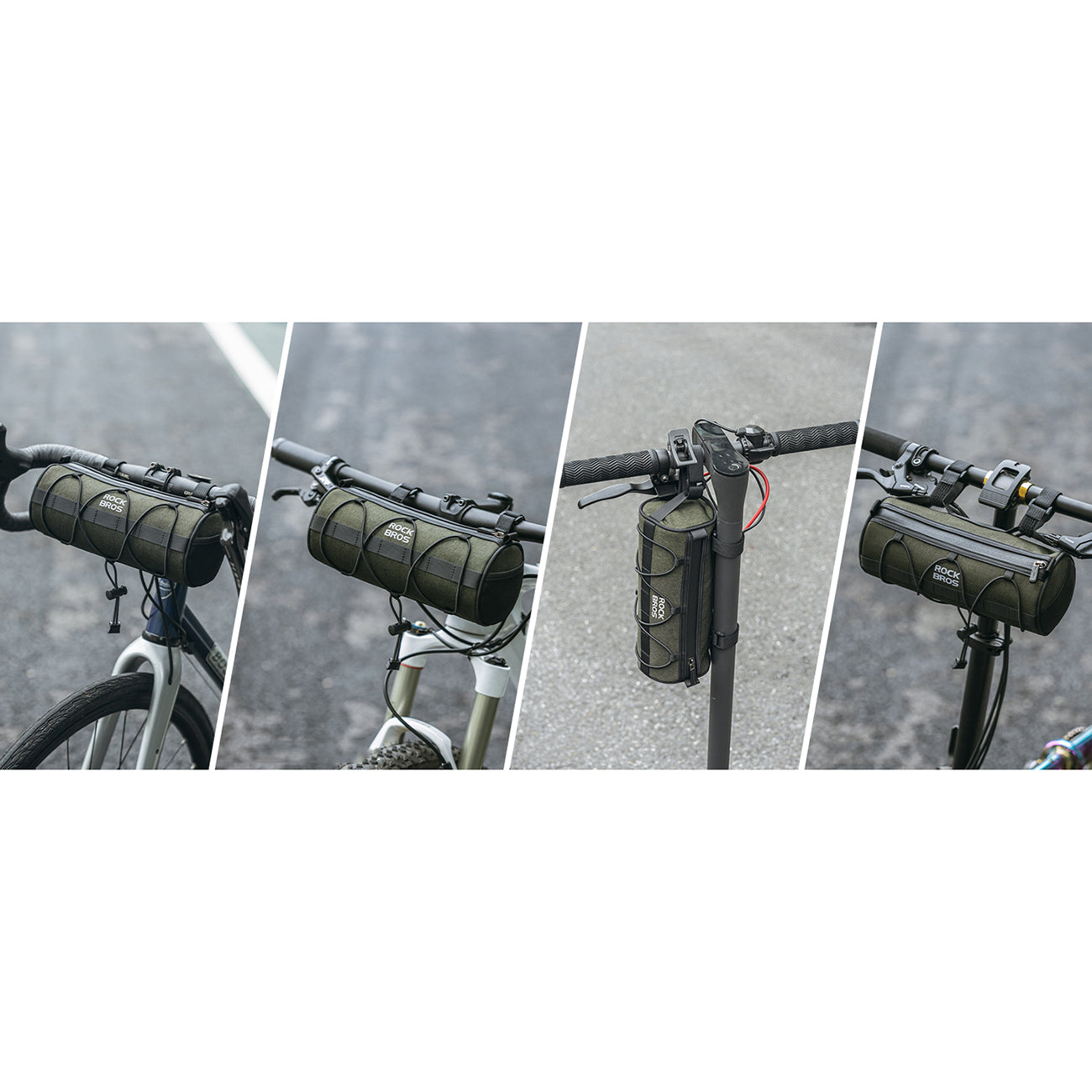 Rockbros 30110049001 dviračio vairo krepšys 2 l - žalias -- Bicycle Bags