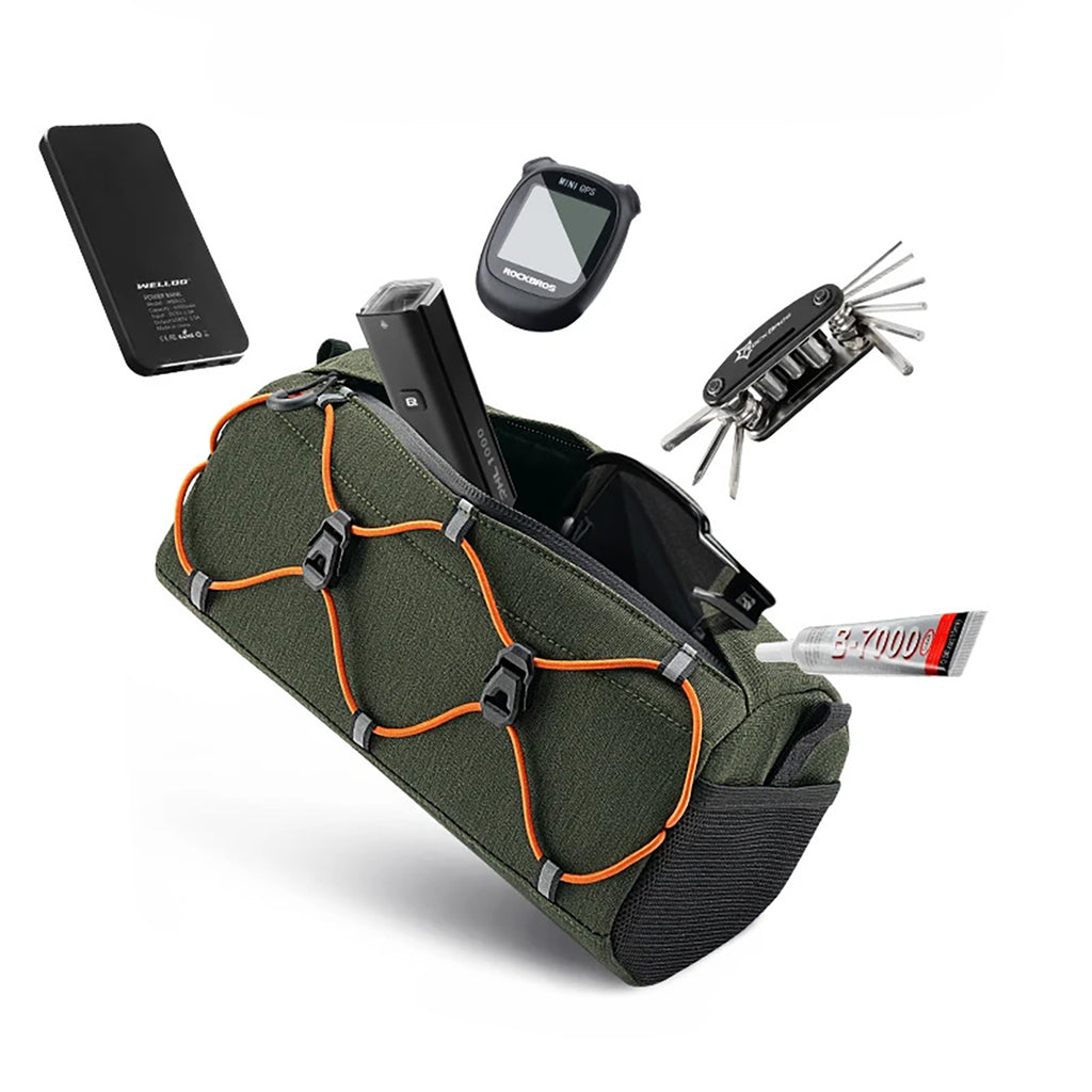 Rockbros 30110054001 dviračio vairaščio krepšys 2,2 l - žalias -- Bicycle Bags