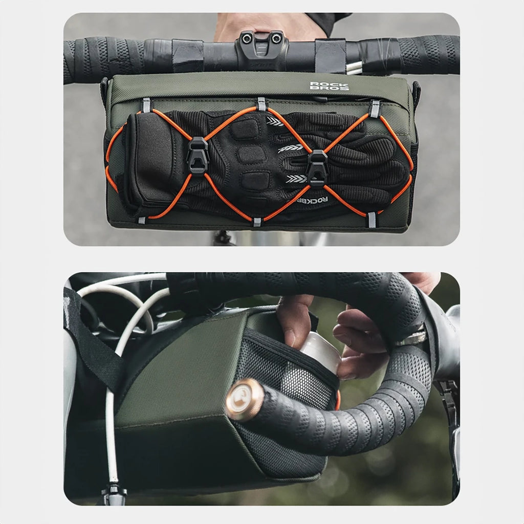 Rockbros 30110054001 dviračio vairaščio krepšys 2,2 l - žalias -- Bicycle Bags